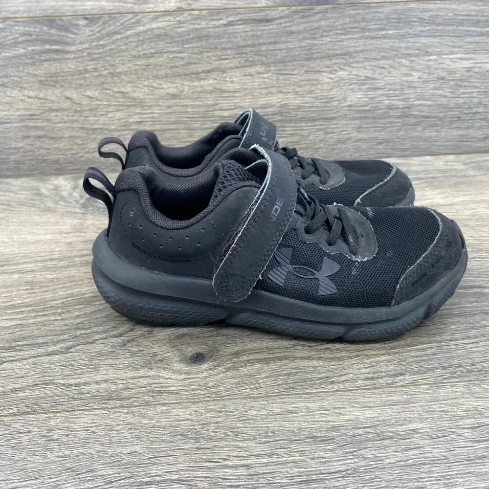 Under Armour Charged Pursuit 3 Sneakers Kids 13.5K Black Mesh Athletic Shoes